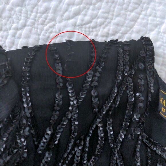 Vintage 1980s Beaded Dress Mark & John by Sam 100% Silk Black Cocktail Medium - Picture 7 of 13